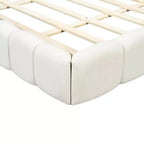 Lit plateforme rembourré en lin MAYEERTY avec design élégant, cadre robuste et stable et montage facile