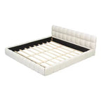 Lit plateforme rembourré en lin MAYEERTY avec design élégant, cadre robuste et stable et montage facile