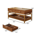 Jolies petites tables basses de marque pour salon, table basse moderne de 100 cm avec 2 tiroirs et étagère ouverte, table basse en bois avec rangement