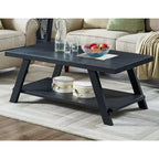 Fun little toys brand Athens Contemporary Replicated Wood Shelf Coffee Table in Black Finish