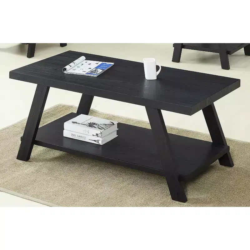 Petite marque de jouets amusants Table basse de style bois répliqué contemporain d'Athènes, finition noire