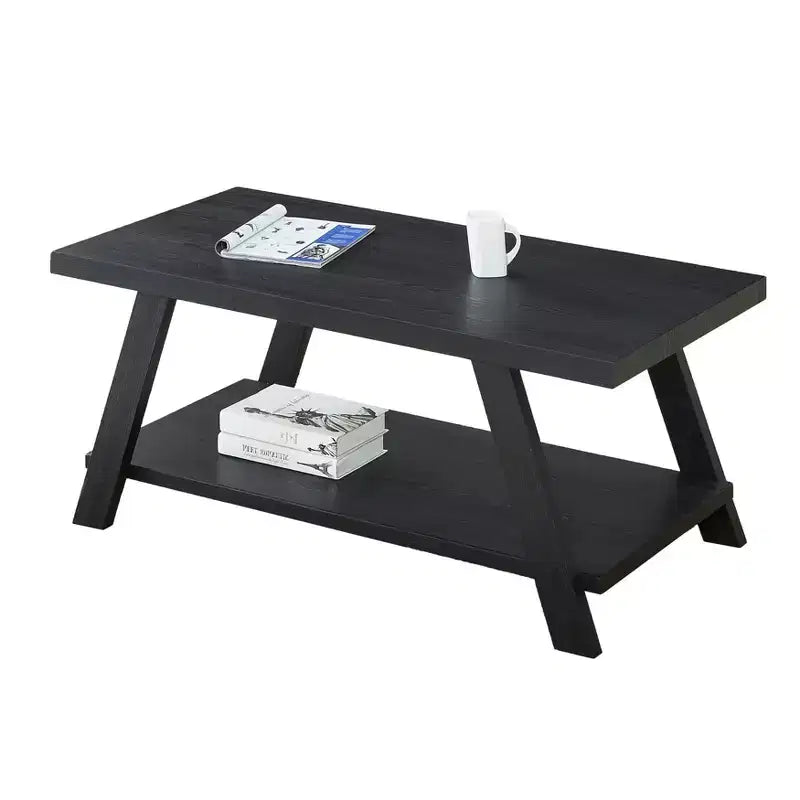 Petite marque de jouets amusants Table basse de style bois répliqué contemporain d'Athènes, finition noire