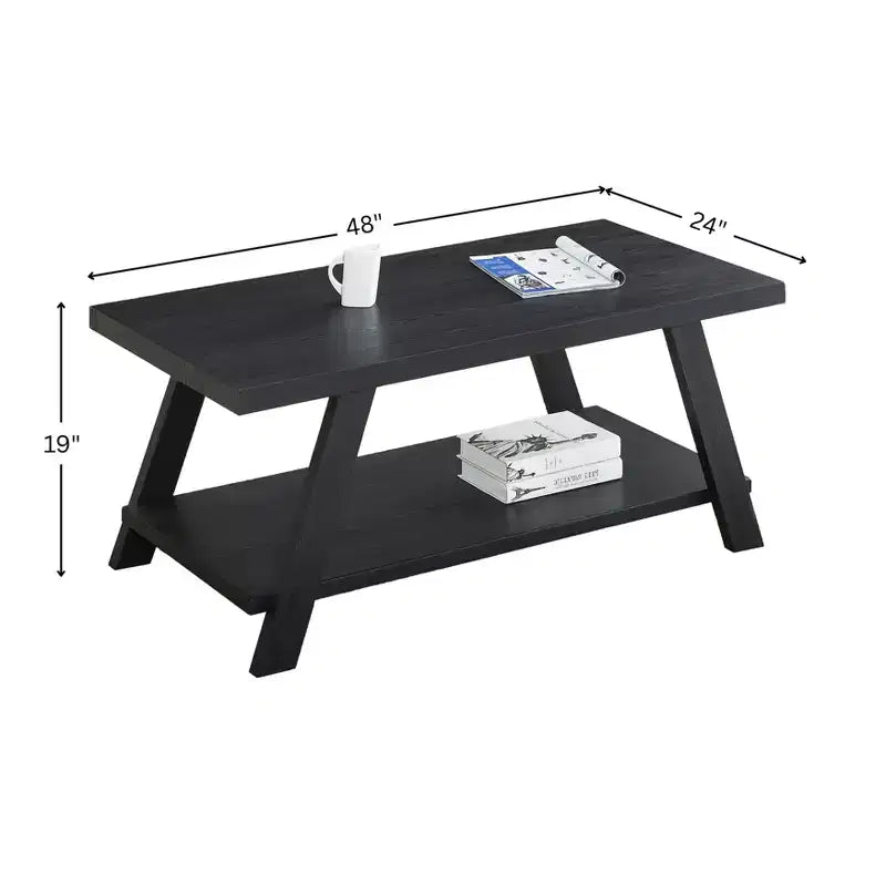 Petite marque de jouets amusants Table basse de style bois répliqué contemporain d'Athènes, finition noire