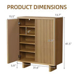 Meuble à chaussures 5 niveaux avec porte cannelée, organisateur de rangement de chaussures pour entrée avec 4 étagères réglables, autoportant étroit