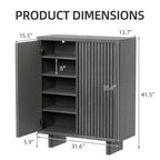 Meuble à chaussures 5 niveaux avec porte cannelée, organisateur de rangement de chaussures pour entrée avec 4 étagères réglables, autoportant étroit