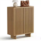 Meuble à chaussures 5 niveaux avec porte cannelée, organisateur de rangement de chaussures pour entrée avec 4 étagères réglables, autoportant étroit