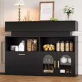 55 Coffee Bar Cabinet with 3 Drawers and 3 Doors, Kitchen Storage Sideboard for Dining Room, Living Room