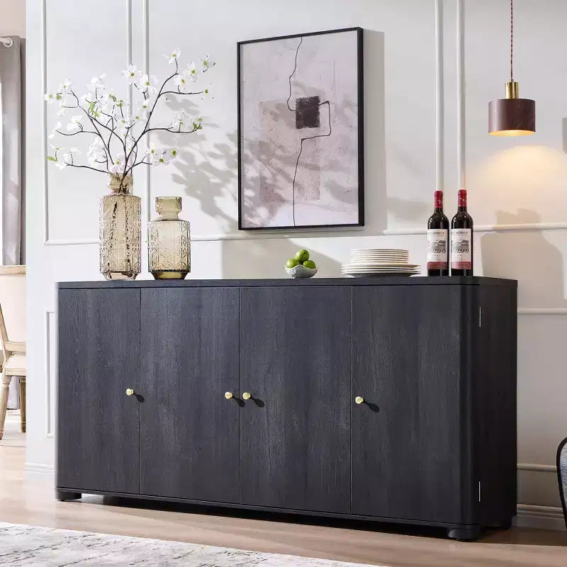 Meuble TV moderne de 66 po, centre de divertissement avec rangement, console média avec 4 portes et 6 étagères réglables, meuble TV pour salon, chambre à coucher