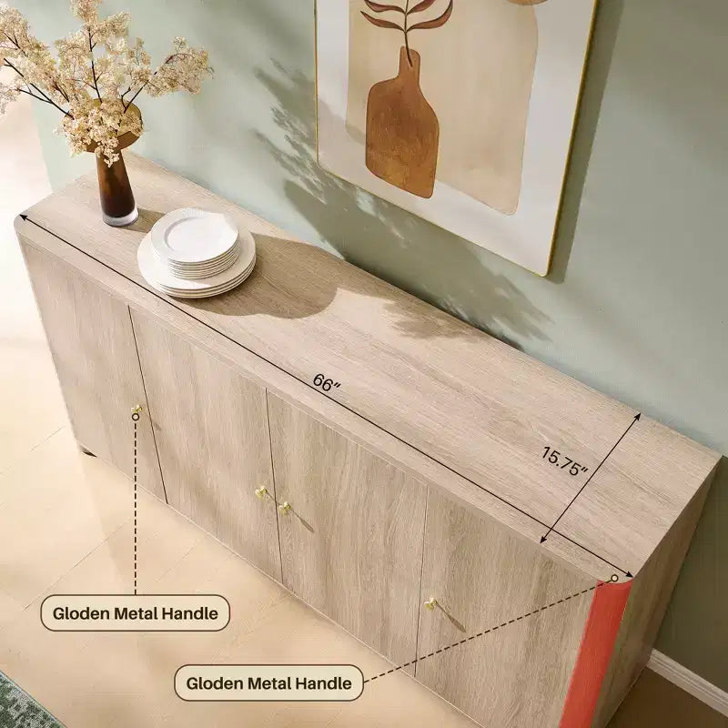 Meuble TV moderne de 66 po, centre de divertissement avec rangement, console média avec 4 portes et 6 étagères réglables, meuble TV pour salon, chambre à coucher
