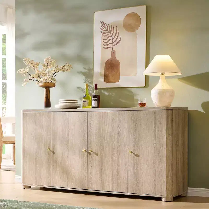 Meuble TV moderne de 66 po, centre de divertissement avec rangement, console média avec 4 portes et 6 étagères réglables, meuble TV pour salon, chambre à coucher