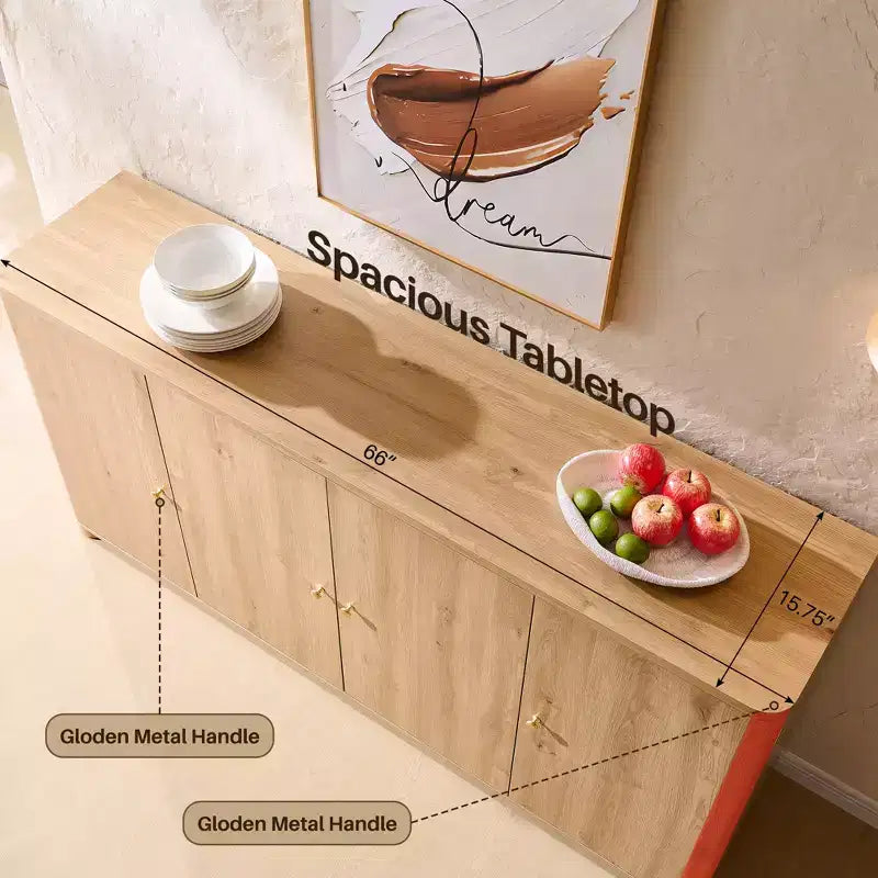 Meuble TV moderne de 66 po, centre de divertissement avec rangement, console média avec 4 portes et 6 étagères réglables, meuble TV pour salon, chambre à coucher