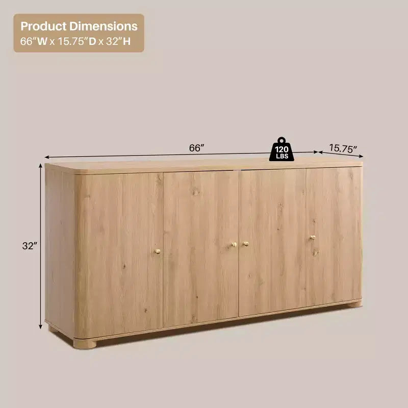 Meuble TV moderne de 66 po, centre de divertissement avec rangement, console média avec 4 portes et 6 étagères réglables, meuble TV pour salon, chambre à coucher