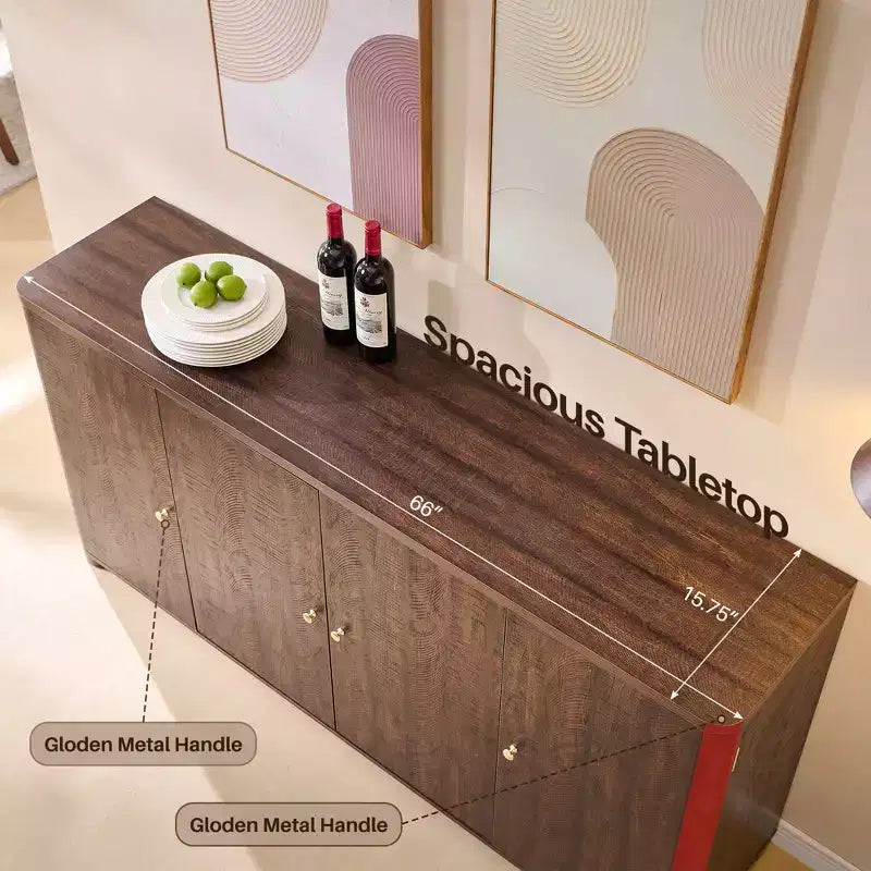 Meuble TV moderne de 66 po, centre de divertissement avec rangement, console média avec 4 portes et 6 étagères réglables, meuble TV pour salon, chambre à coucher