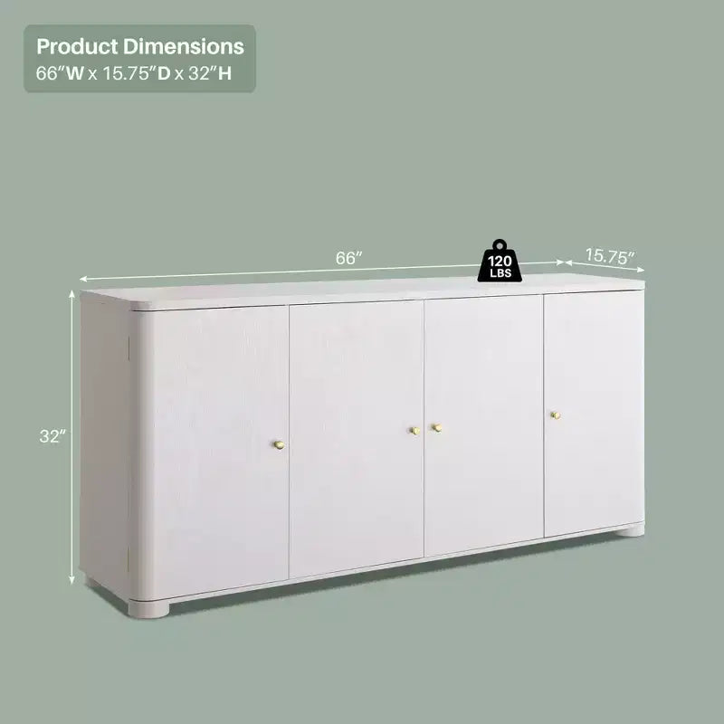 Meuble TV moderne de 66 po, centre de divertissement avec rangement, console média avec 4 portes et 6 étagères réglables, meuble TV pour salon, chambre à coucher