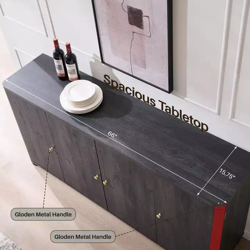 Meuble TV moderne de 66 po, centre de divertissement avec rangement, console média avec 4 portes et 6 étagères réglables, meuble TV pour salon, chambre à coucher