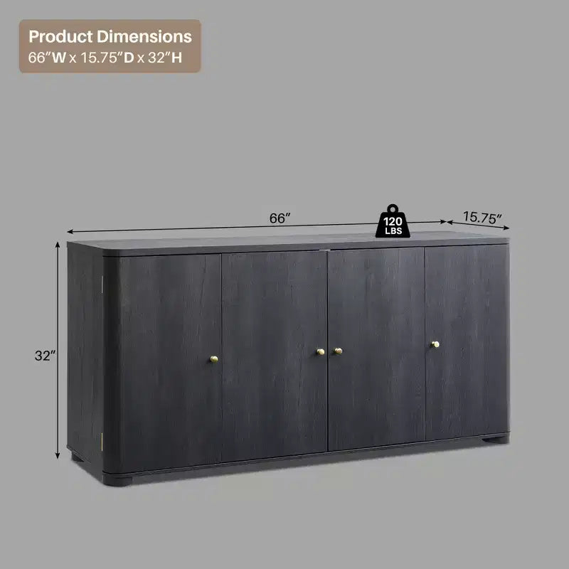 Meuble TV moderne de 66 po, centre de divertissement avec rangement, console média avec 4 portes et 6 étagères réglables, meuble TV pour salon, chambre à coucher