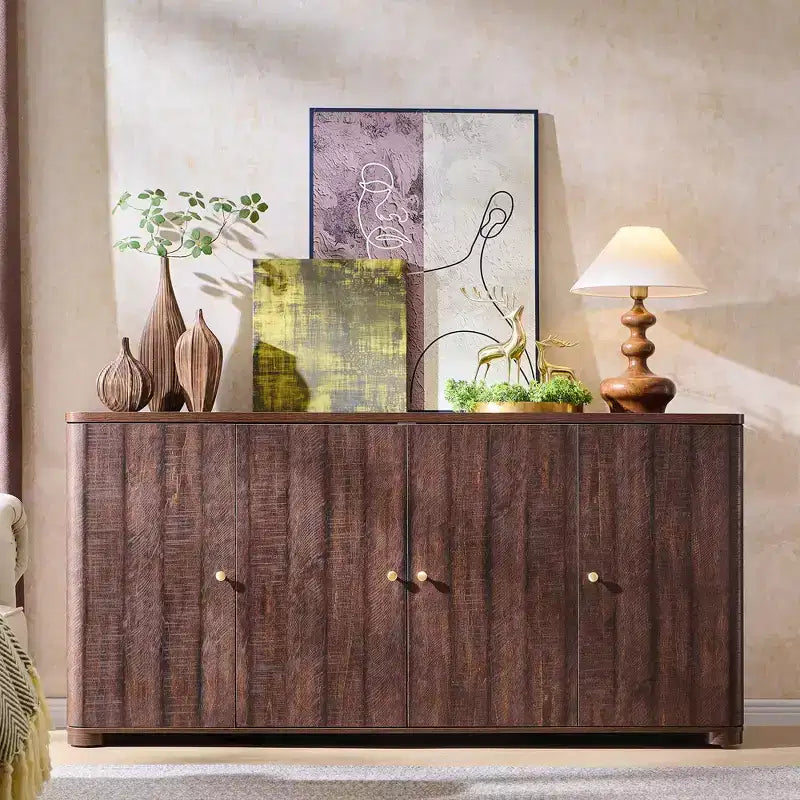 66 Modern TV Stand, Entertainment Center with Storage, Media Console with 4 Doors & 6 Adjustable Shelves, TV Stand for Living Room, Bedroom