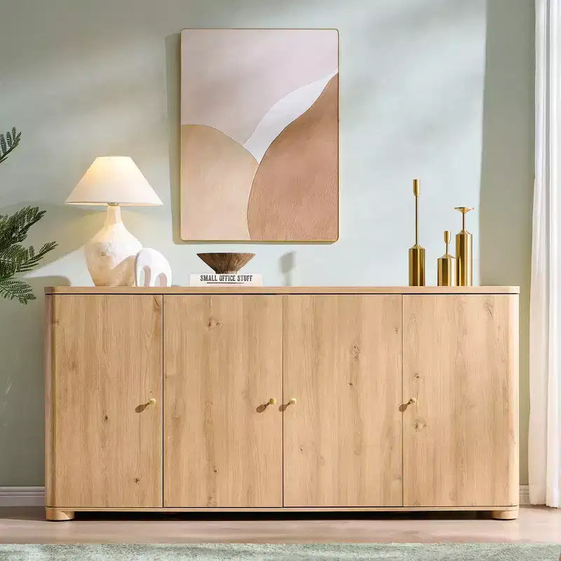 Meuble TV moderne de 66 po, centre de divertissement avec rangement, console média avec 4 portes et 6 étagères réglables, meuble TV pour salon, chambre à coucher
