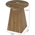 Table d'appoint en bois massif Lantine, Table d'appoint ronde de 48 cm avec base trapézoïdale pour petits espaces, Salon, Montage facile, Marron