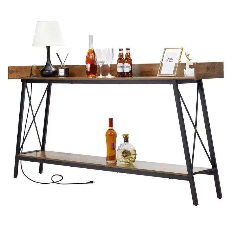 Console extra longue avec 2 prises de courant et ports USB