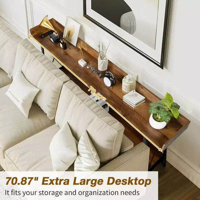Console extra longue avec 2 prises de courant et ports USB