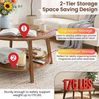 Table basse ronde moderne BestMassage avec rangement à 2 niveaux, table d'appoint en bois pour salon, petite table d'appoint de canapé peu encombrante