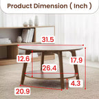Table basse ronde moderne BestMassage avec rangement à 2 niveaux, table d'appoint en bois pour salon, petite table d'appoint de canapé peu encombrante