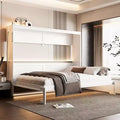 FAMYYT Queen Size Murphy Bed With Side-Folding, LED Under-Bed Lighting, Built-In USB Outlet, Easy Assembly, White