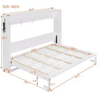 Lit escamotable grand lit FAMYYT avec pliage latéral, éclairage LED sous le lit, prise USB intégrée, montage facile, blanc