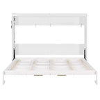 Lit escamotable grand lit FAMYYT avec pliage latéral, éclairage LED sous le lit, prise USB intégrée, montage facile, blanc
