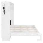 Lit escamotable grand lit FAMYYT avec pliage latéral, éclairage LED sous le lit, prise USB intégrée, montage facile, blanc