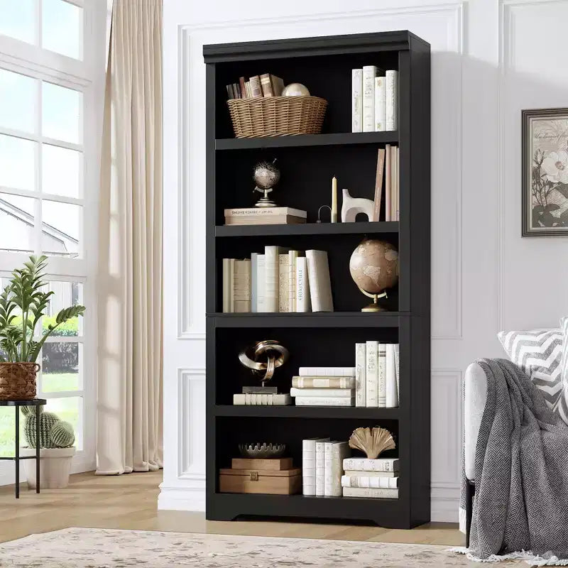 Étagère réglable à 5/6 niveaux, bibliothèque haute de style rustique, meuble de rangement autonome avec kit anti-basculement pour bureau à domicile, salon, bureau