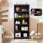 Étagère réglable à 5/6 niveaux, bibliothèque haute de style rustique, meuble de rangement autonome avec kit anti-basculement pour bureau à domicile, salon, bureau