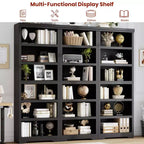 Étagère réglable à 5/6 niveaux, bibliothèque haute de style rustique, meuble de rangement autonome avec kit anti-basculement pour bureau à domicile, salon, bureau
