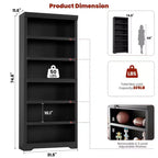 Étagère réglable à 5/6 niveaux, bibliothèque haute de style rustique, meuble de rangement autonome avec kit anti-basculement pour bureau à domicile, salon, bureau