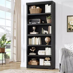 Étagère réglable à 5/6 niveaux, bibliothèque haute de style rustique, meuble de rangement autonome avec kit anti-basculement pour bureau à domicile, salon, bureau