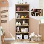Étagère réglable à 5/6 niveaux, bibliothèque haute de style rustique, meuble de rangement autonome avec kit anti-basculement pour bureau à domicile, salon, bureau