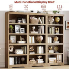 Étagère réglable à 5/6 niveaux, bibliothèque haute de style rustique, meuble de rangement autonome avec kit anti-basculement pour bureau à domicile, salon, bureau