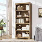 Étagère réglable à 5/6 niveaux, bibliothèque haute de style rustique, meuble de rangement autonome avec kit anti-basculement pour bureau à domicile, salon, bureau