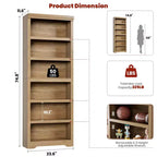 Étagère réglable à 5/6 niveaux, bibliothèque haute de style rustique, meuble de rangement autonome avec kit anti-basculement pour bureau à domicile, salon, bureau