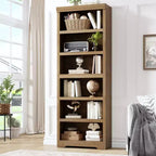 Étagère réglable à 5/6 niveaux, bibliothèque haute de style rustique, meuble de rangement autonome avec kit anti-basculement pour bureau à domicile, salon, bureau