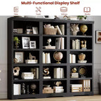 Étagère réglable à 5/6 niveaux, bibliothèque haute de style rustique, meuble de rangement autonome avec kit anti-basculement pour bureau à domicile, salon, bureau