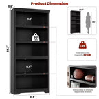 Étagère réglable à 5/6 niveaux, bibliothèque haute de style rustique, meuble de rangement autonome avec kit anti-basculement pour bureau à domicile, salon, bureau