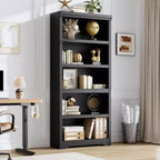 Étagère réglable à 5/6 niveaux, bibliothèque haute de style rustique, meuble de rangement autonome avec kit anti-basculement pour bureau à domicile, salon, bureau