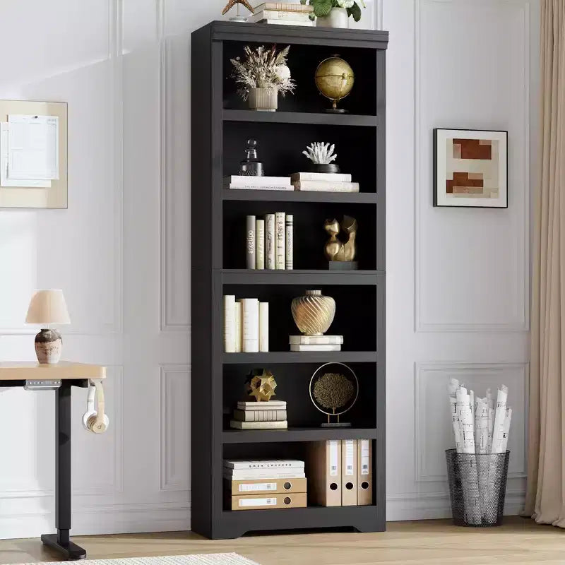 Étagère réglable à 5/6 niveaux, bibliothèque haute de style rustique, meuble de rangement autonome avec kit anti-basculement pour bureau à domicile, salon, bureau