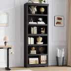 Étagère réglable à 5/6 niveaux, bibliothèque haute de style rustique, meuble de rangement autonome avec kit anti-basculement pour bureau à domicile, salon, bureau