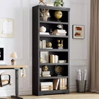 Étagère réglable à 5/6 niveaux, bibliothèque haute de style rustique, meuble de rangement autonome avec kit anti-basculement pour bureau à domicile, salon, bureau