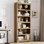 Étagère réglable à 5/6 niveaux, bibliothèque haute de style rustique, meuble de rangement autonome avec kit anti-basculement pour bureau à domicile, salon, bureau