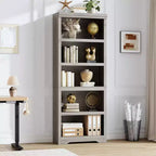 Étagère réglable à 5/6 niveaux, bibliothèque haute de style rustique, meuble de rangement autonome avec kit anti-basculement pour bureau à domicile, salon, bureau