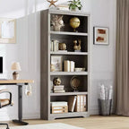 Étagère réglable à 5/6 niveaux, bibliothèque haute de style rustique, meuble de rangement autonome avec kit anti-basculement pour bureau à domicile, salon, bureau